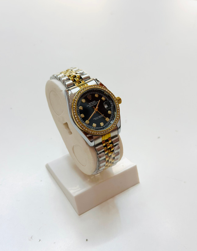 ساعت مچی رولکس ROLEX دور نگین جنس اصلی بند استیل
