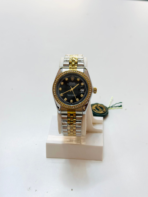 ساعت مچی رولکس ROLEX دور نگین جنس اصلی بند استیل