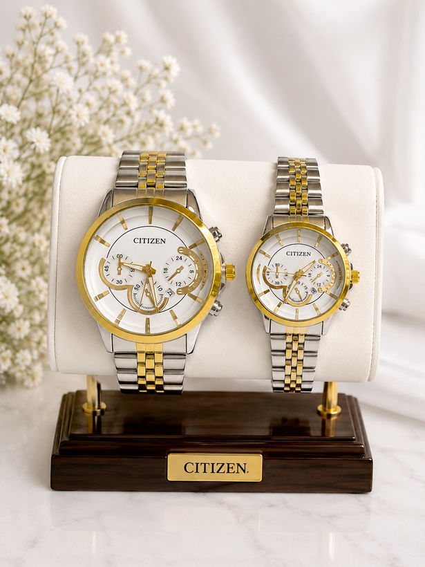 ساعتمچی ست زنانه و مردانه سیتیزن CITIZEN بند استیل طرح کرنوگراف