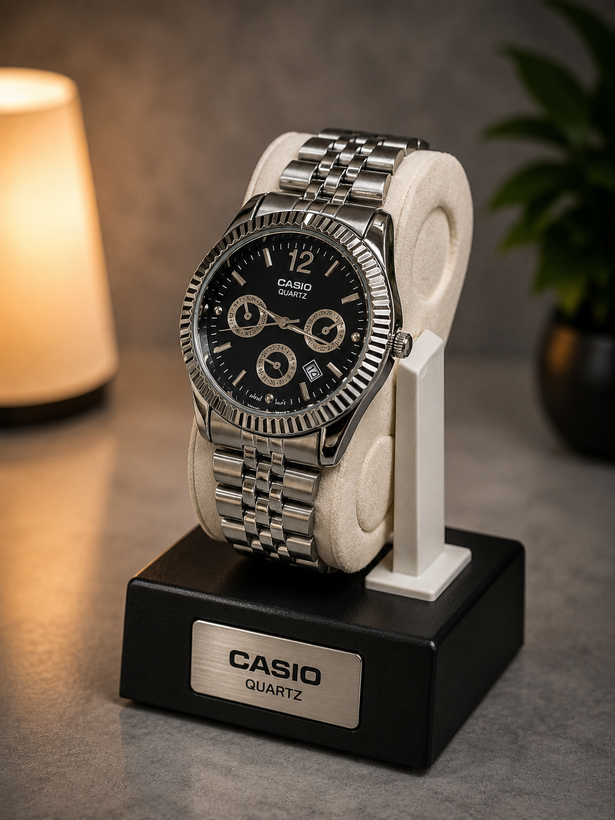 ساعت مچی کاسیو CASIO مردانه طرح سه موتور بند استیل کلاسیک