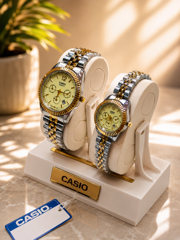 ساعت مچی ست زنانه و مردانه کاسیو CASIO طرح سه موتور بند استیل