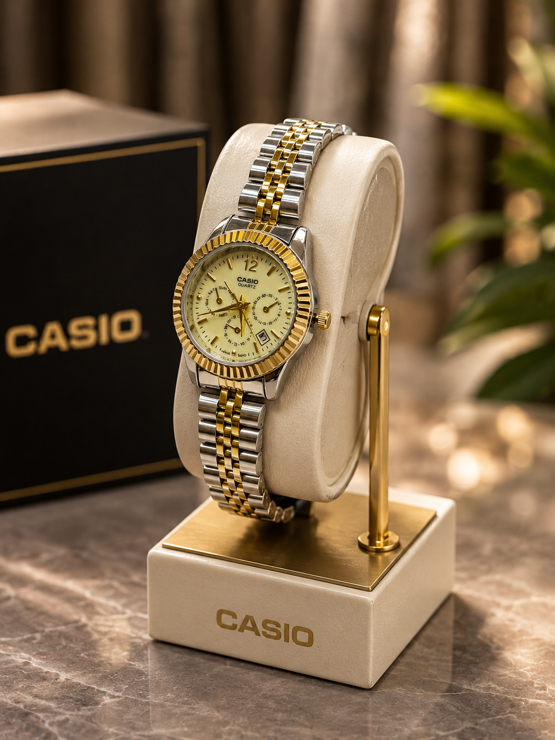ساعت مچی زنانه کاسیو CASIO طرح سه موتور بند استیل