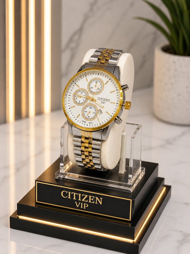 ساعت مچی مردانه CITIZEN VIP بند استیل طرح کرنوگراف