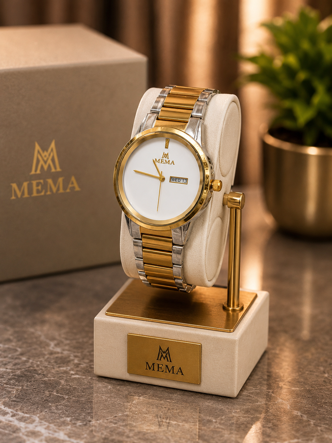 ساعت مچی مردانه مِما MEMA بند استیل جفت تقویم