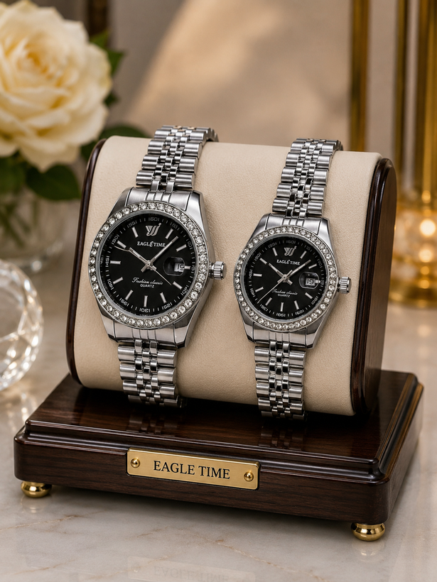 ساعت مچی ست زنانه و مردانه ایگل تایم EAGLE TIME بند استیل