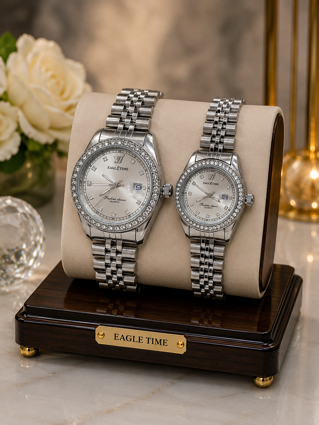 ساعت مچی ست زنانه و مردانه ایگل تایم EAGLE TIME بند استیل