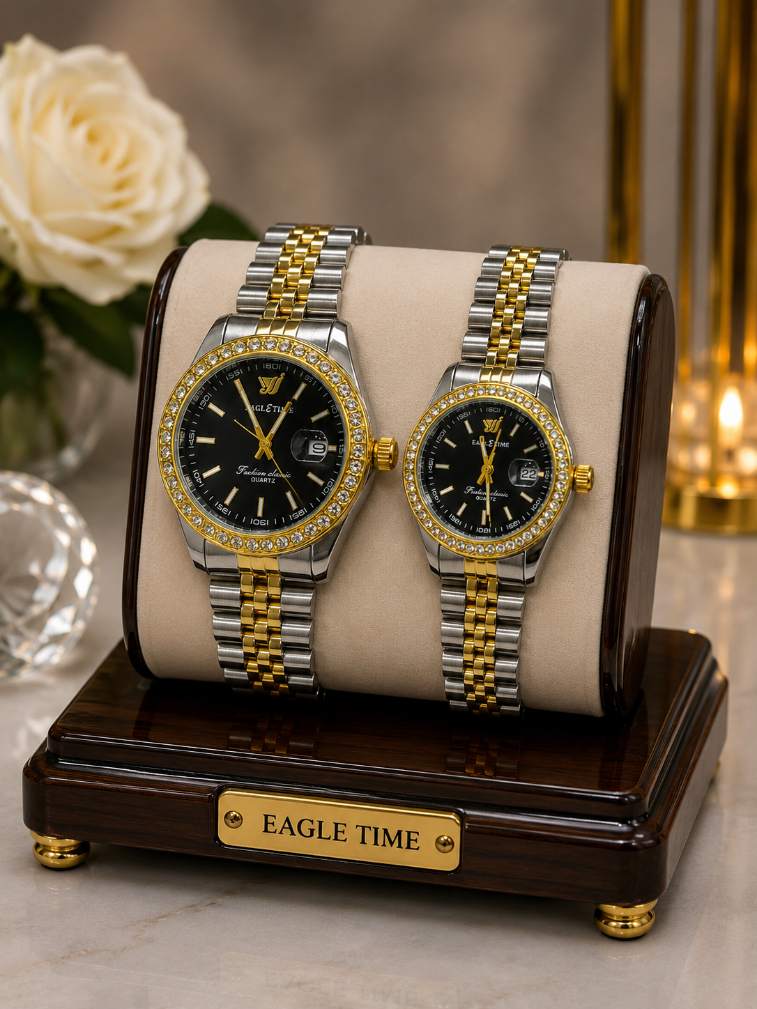 ساعت مچی ست زنانه و مردانه ایگل تایم EAGLE TIME بند استیل