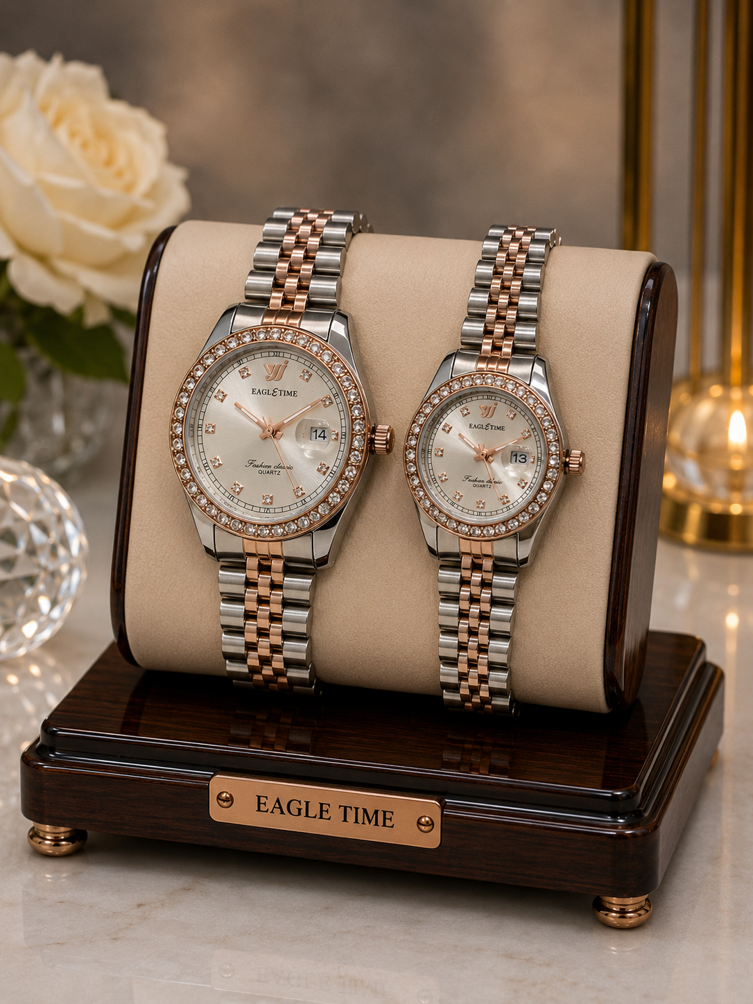ساعت مچی ست زنانه و مردانه ایگل تایم EAGLE TIME بند استیل