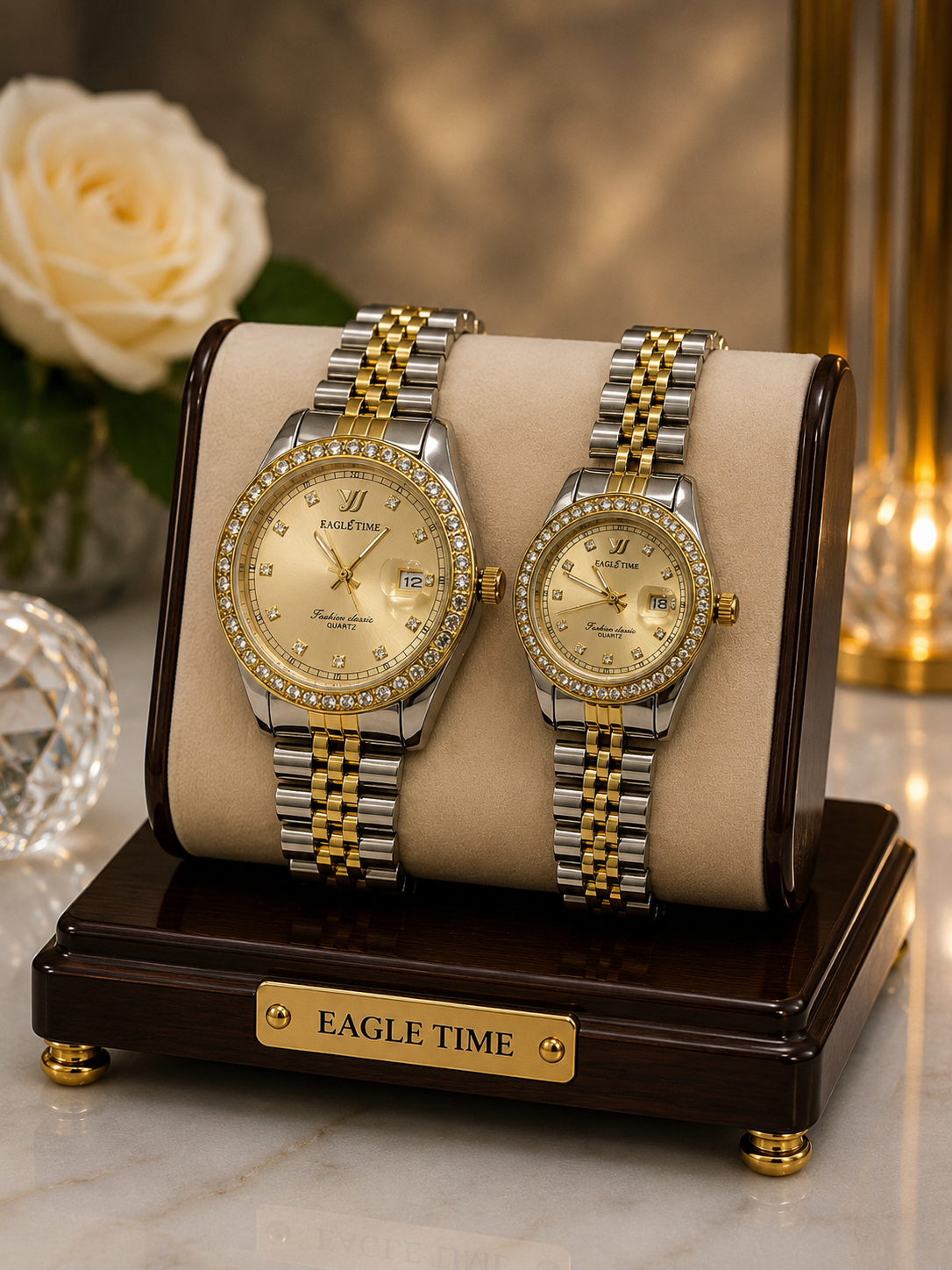 ساعت مچی ست زنانه و مردانه ایگل تایم EAGLE TIME بند استیل