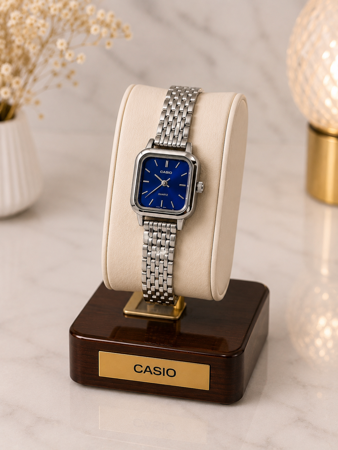 ساعت مچی زنانه کاسیو CASIO مربع بند فلزی استیل