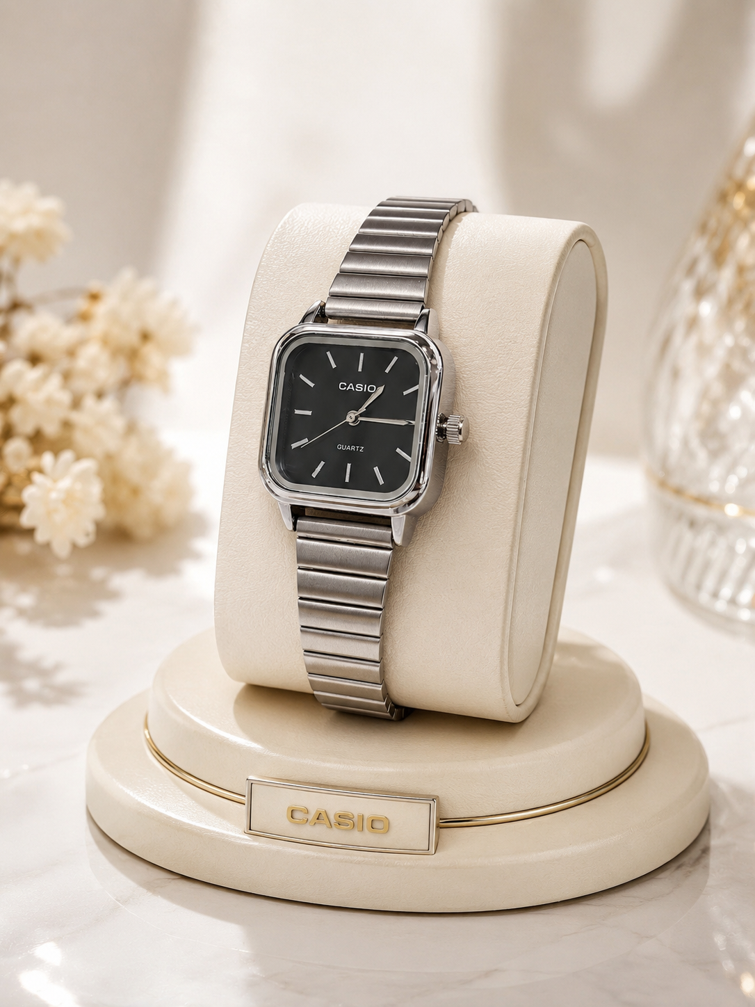 ساعت مچی زنانه کاسیو CASIO مربع بند فلزی ریلی