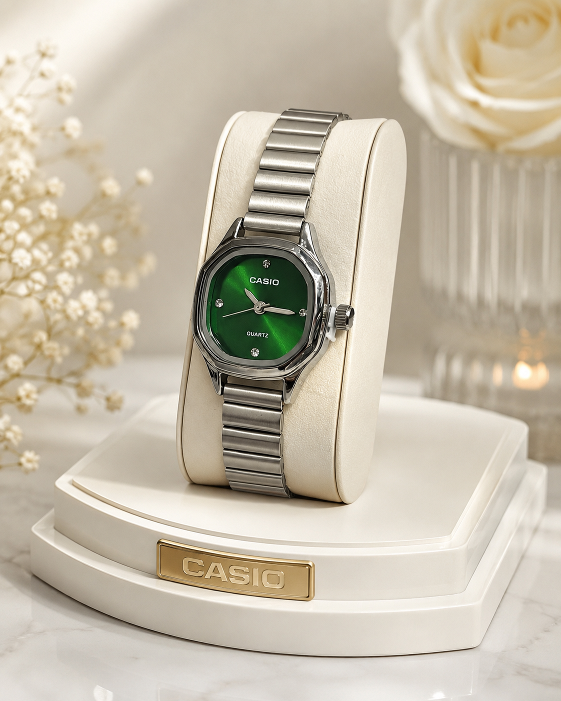 ساعت مچی زنانه کاسیو CASIO مربع بند فلزی ریلی