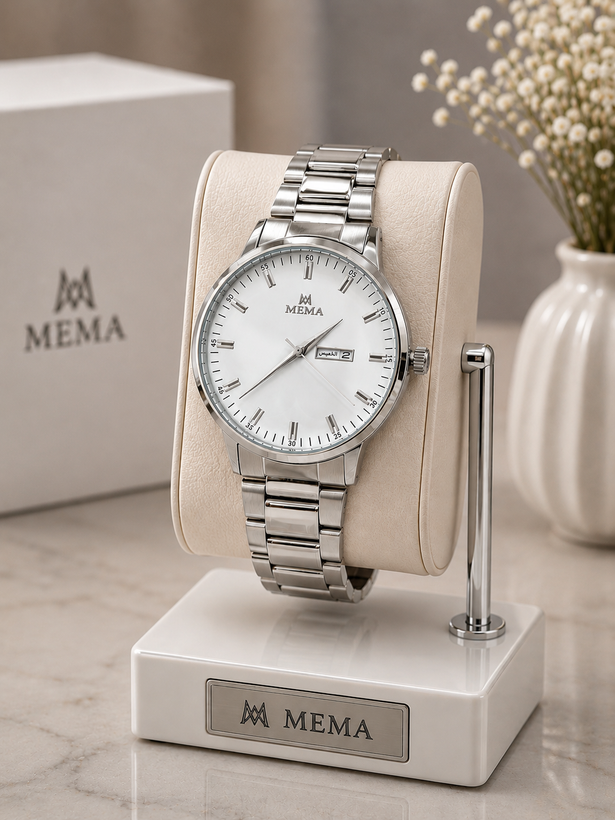 ساعت مچی مردانه مِما MEMA بند استیل جفت تقویم