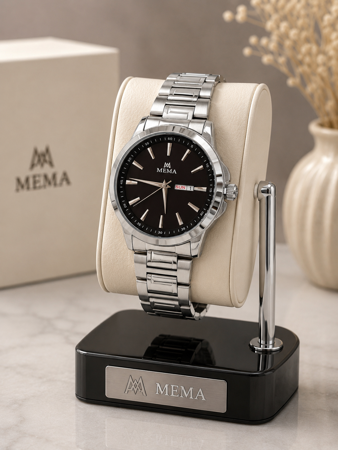 ساعت مچی مردانه مِما MEMA بند استیل جفت تقویم