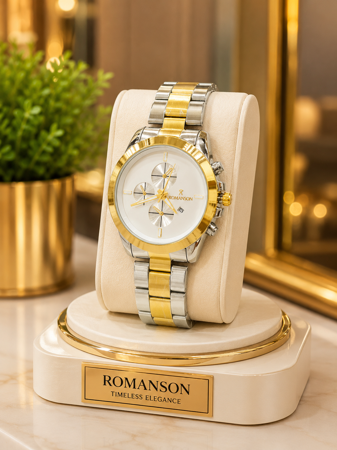 ساعت مچی مردانه رومانسون ROMANSON طرح سه موتور بند استیل