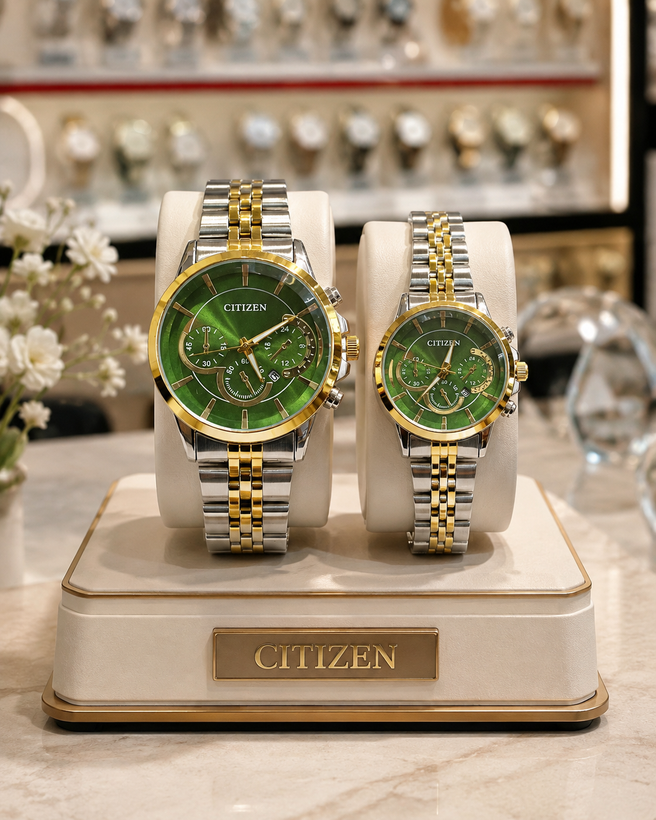 ساعت مچی ست زنانه و مردانه CITIZEN بند استیل