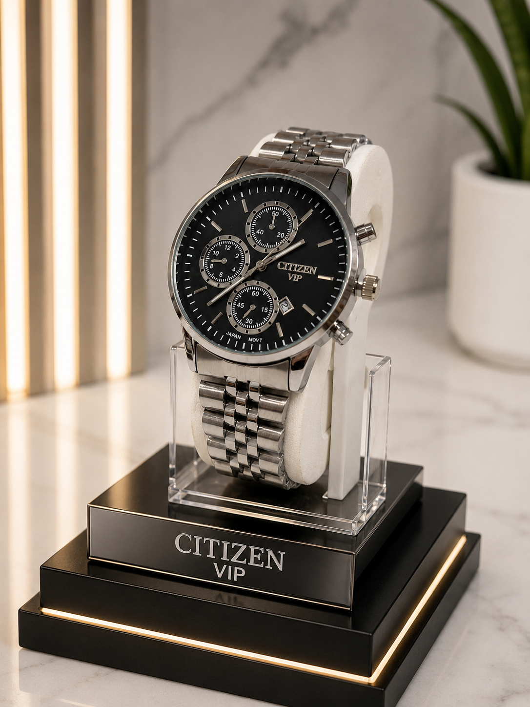 ساعت مچی مردانه CITIZEN VIP بند استیل طرح کرنوگراف