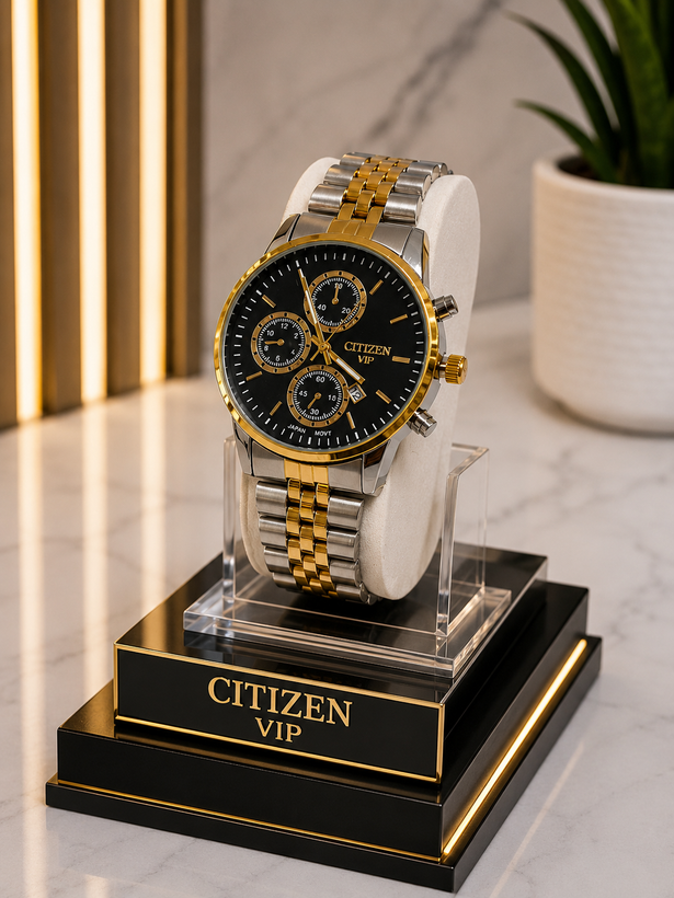 ساعت مچی مردانه CITIZEN VIP بند استیل طرح کرنوگراف