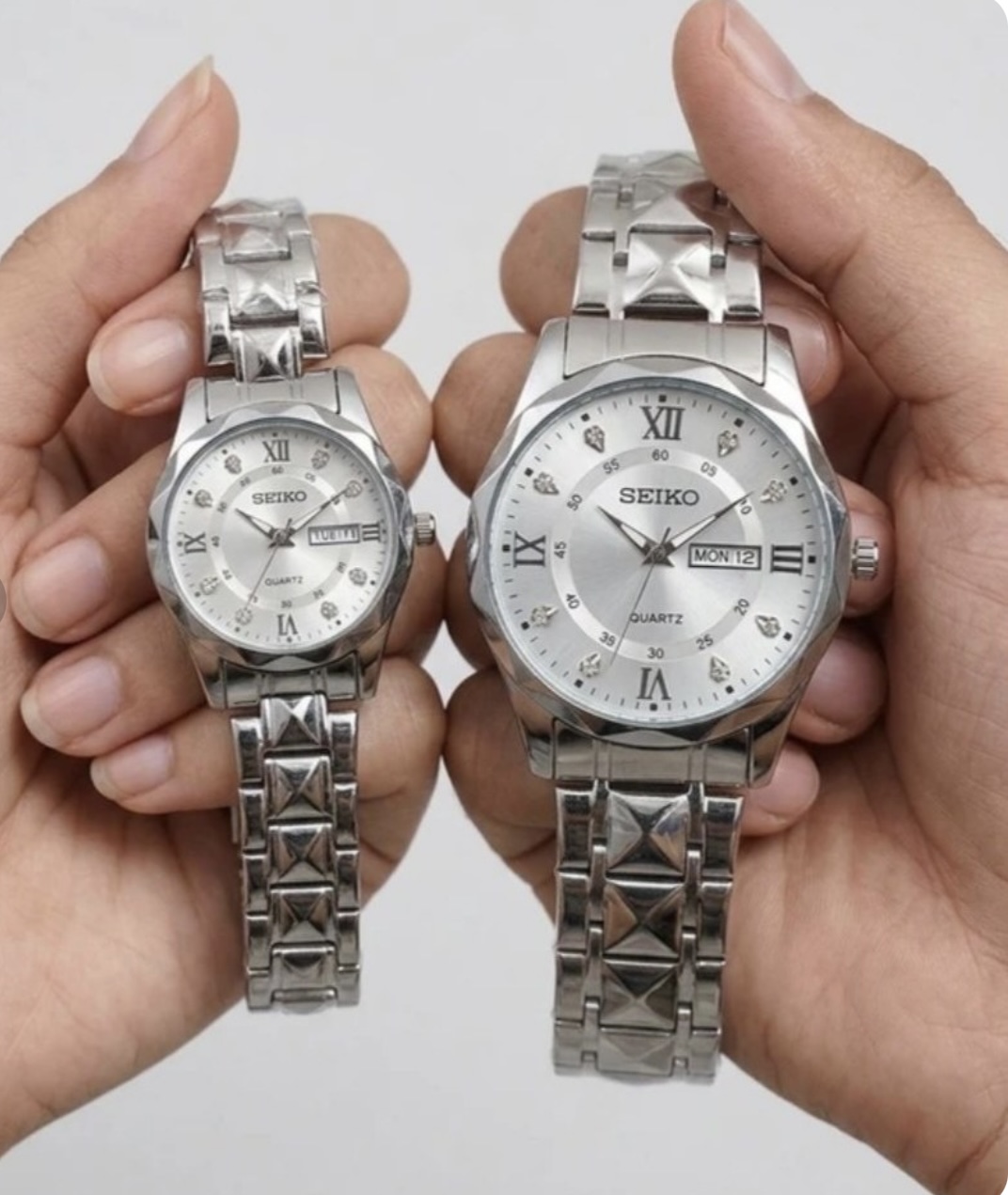 ساعت مچی ست زنانه و مردانه سیکو SEIKO الماسی بند استیل