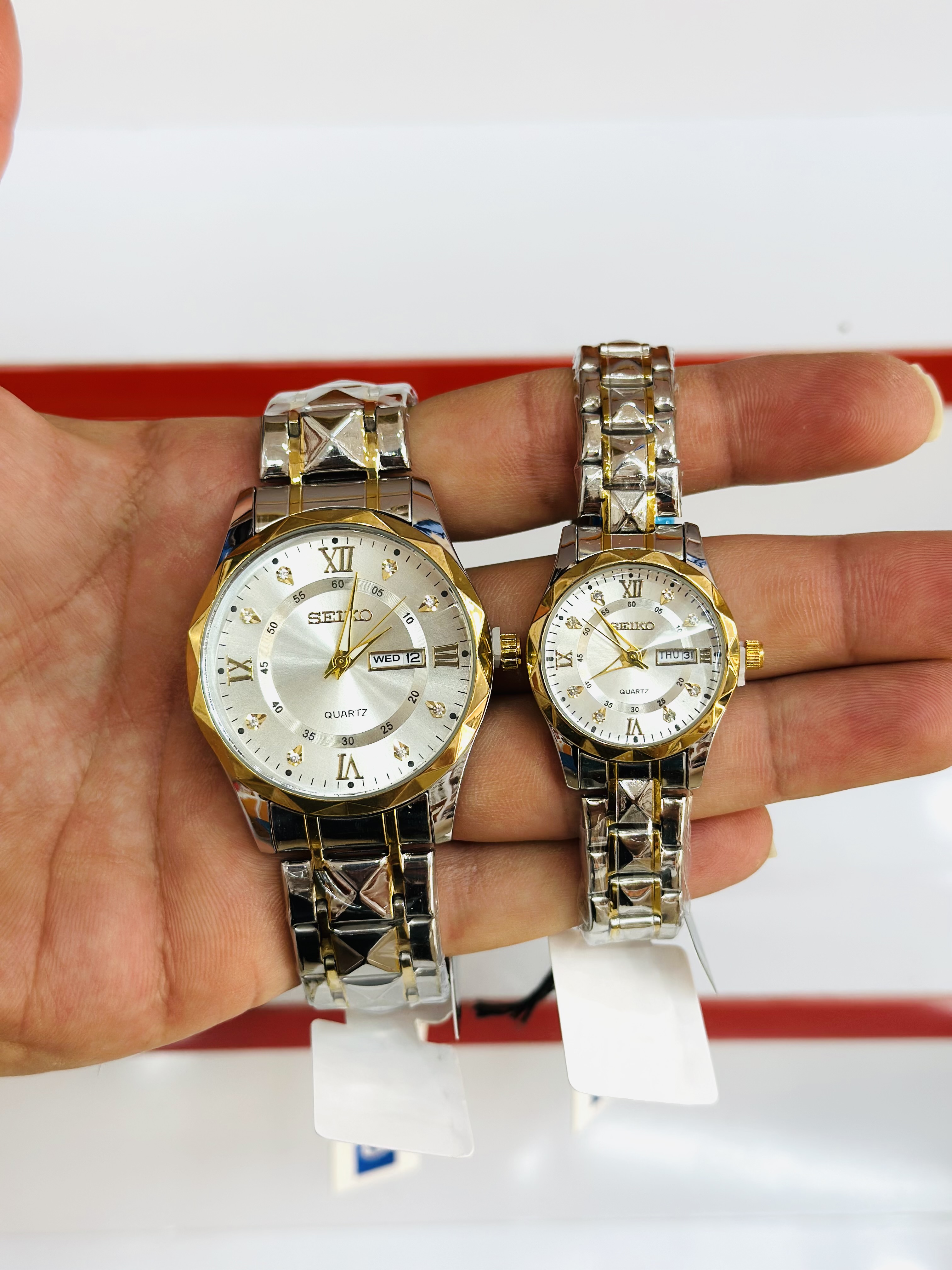 ساعت مچی ست زنانه و مردانه سیکو SEIKO الماسی بند استیل