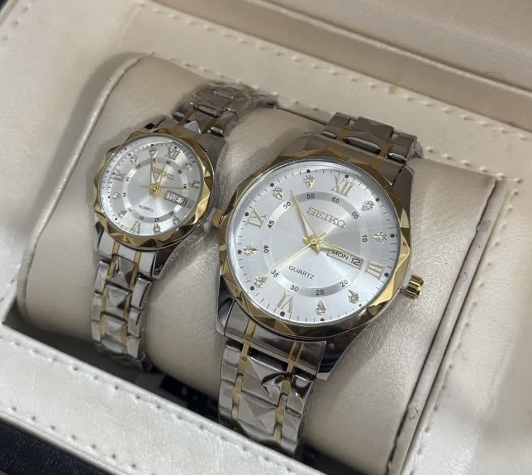 ساعت مچی ست زنانه و مردانه سیکو SEIKO الماسی بند استیل