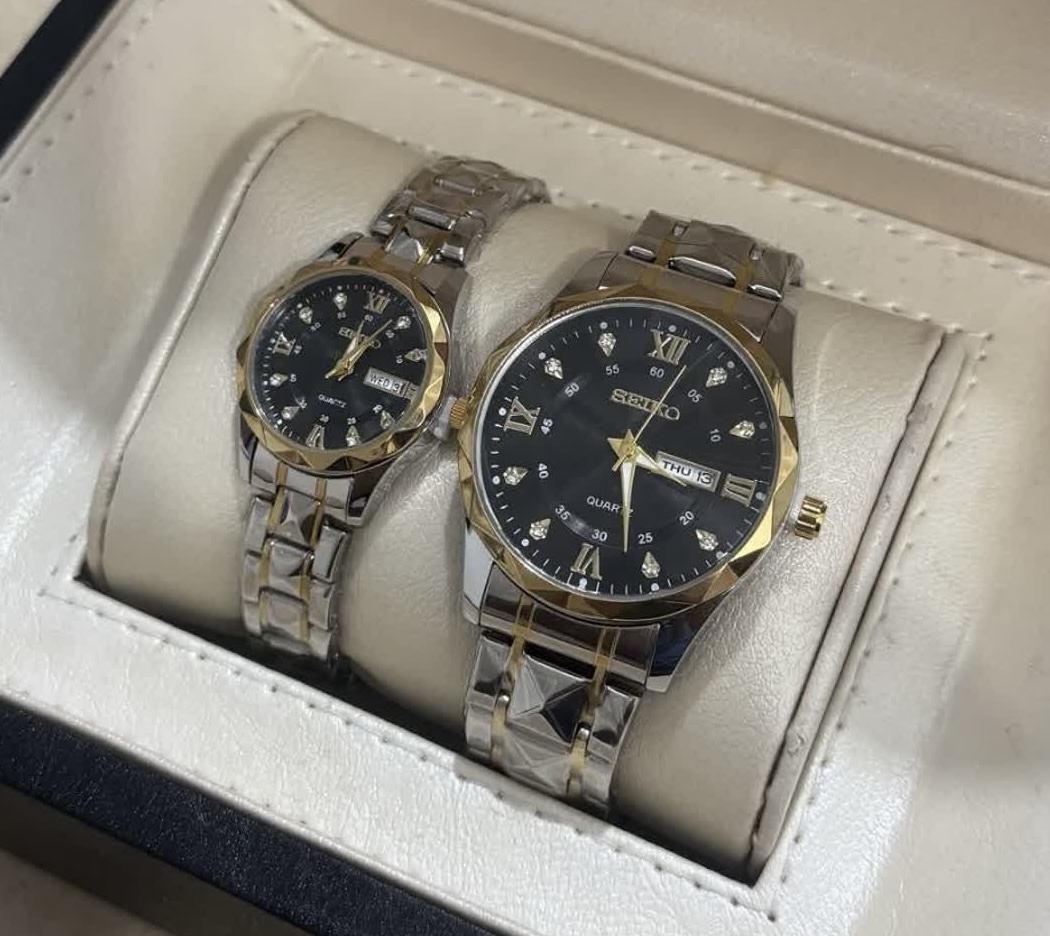 ساعت مچی ست زنانه و مردانه سیکو SEIKO الماسی بند استیل