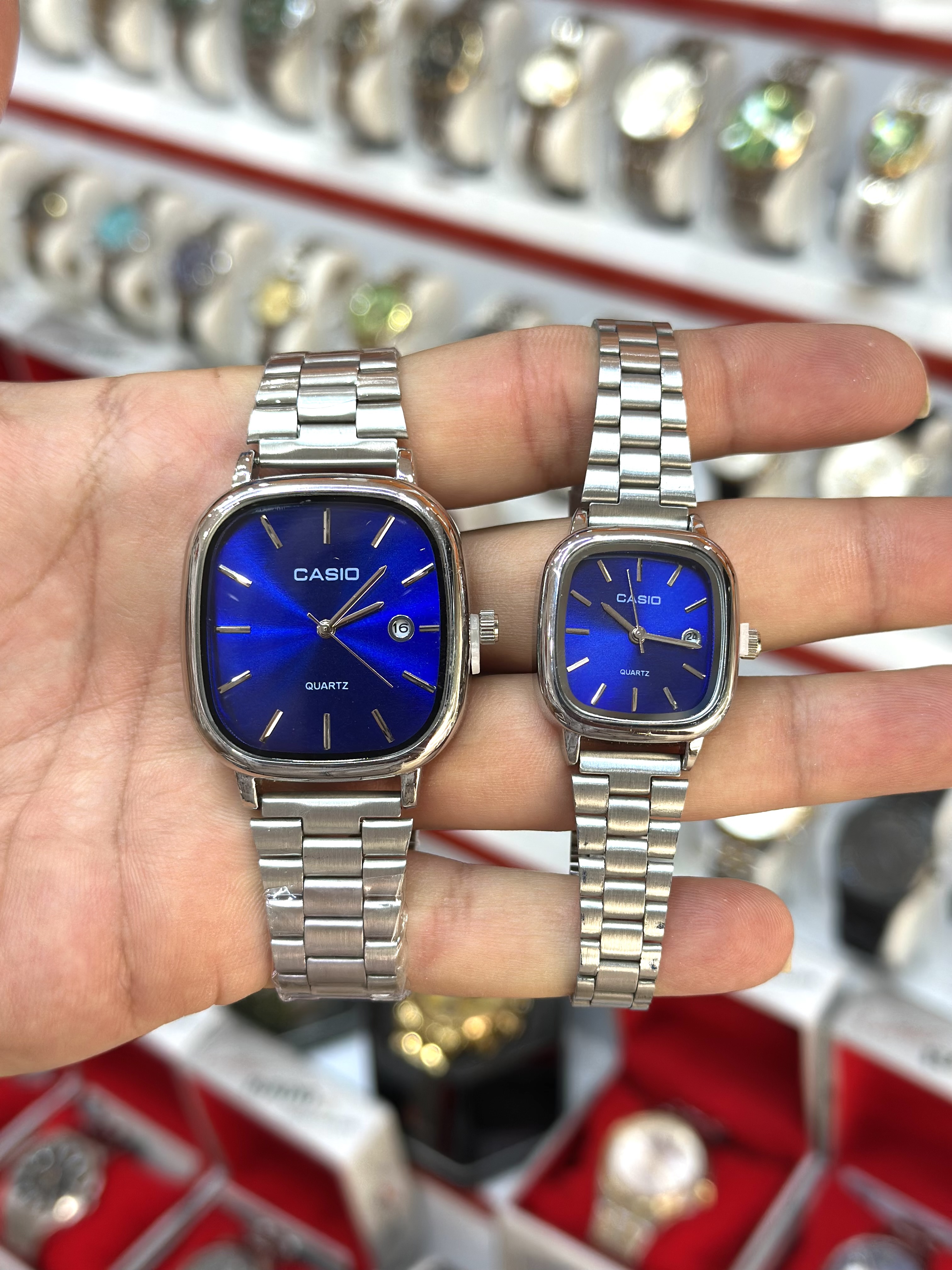 ساعت مچی ست زنانه و مردانه کاسیو CASIO الدمانی مربع بند استیل