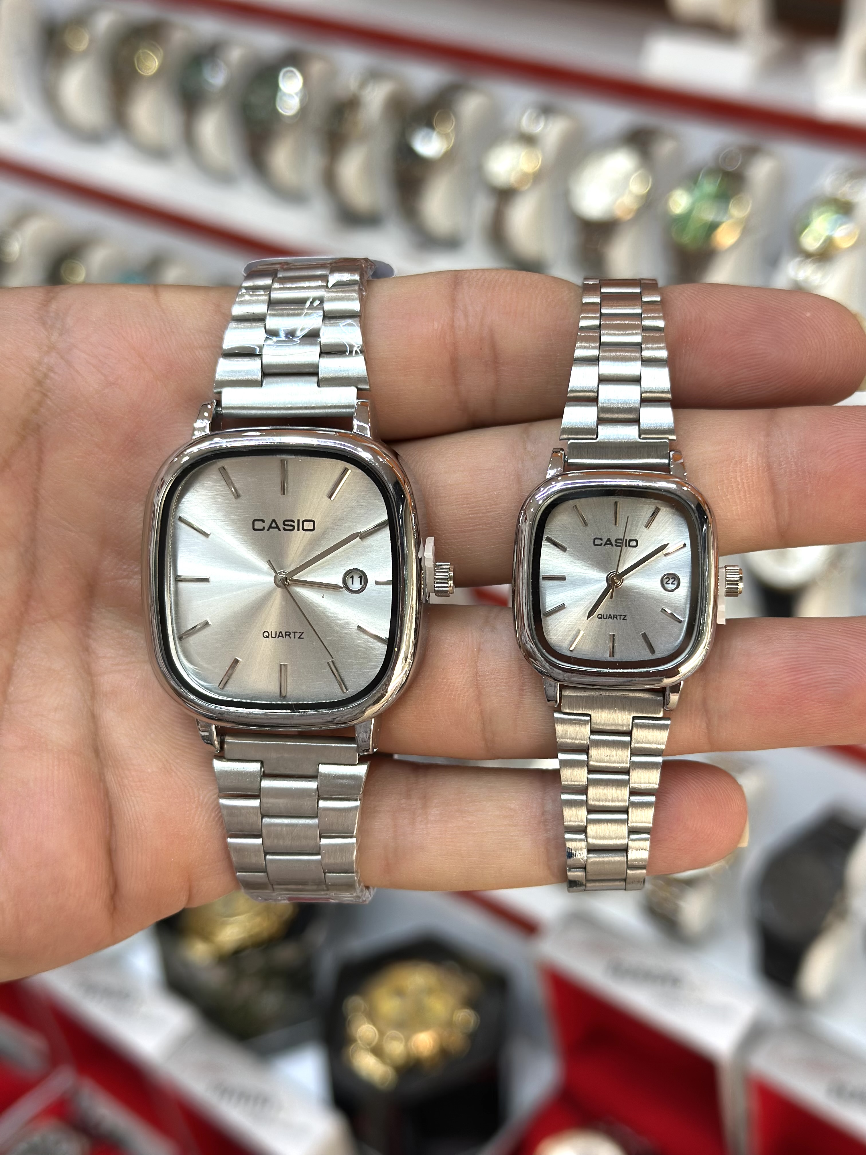 ساعت مچی ست زنانه و مردانه کاسیو CASIO الدمانی مربع بند استیل