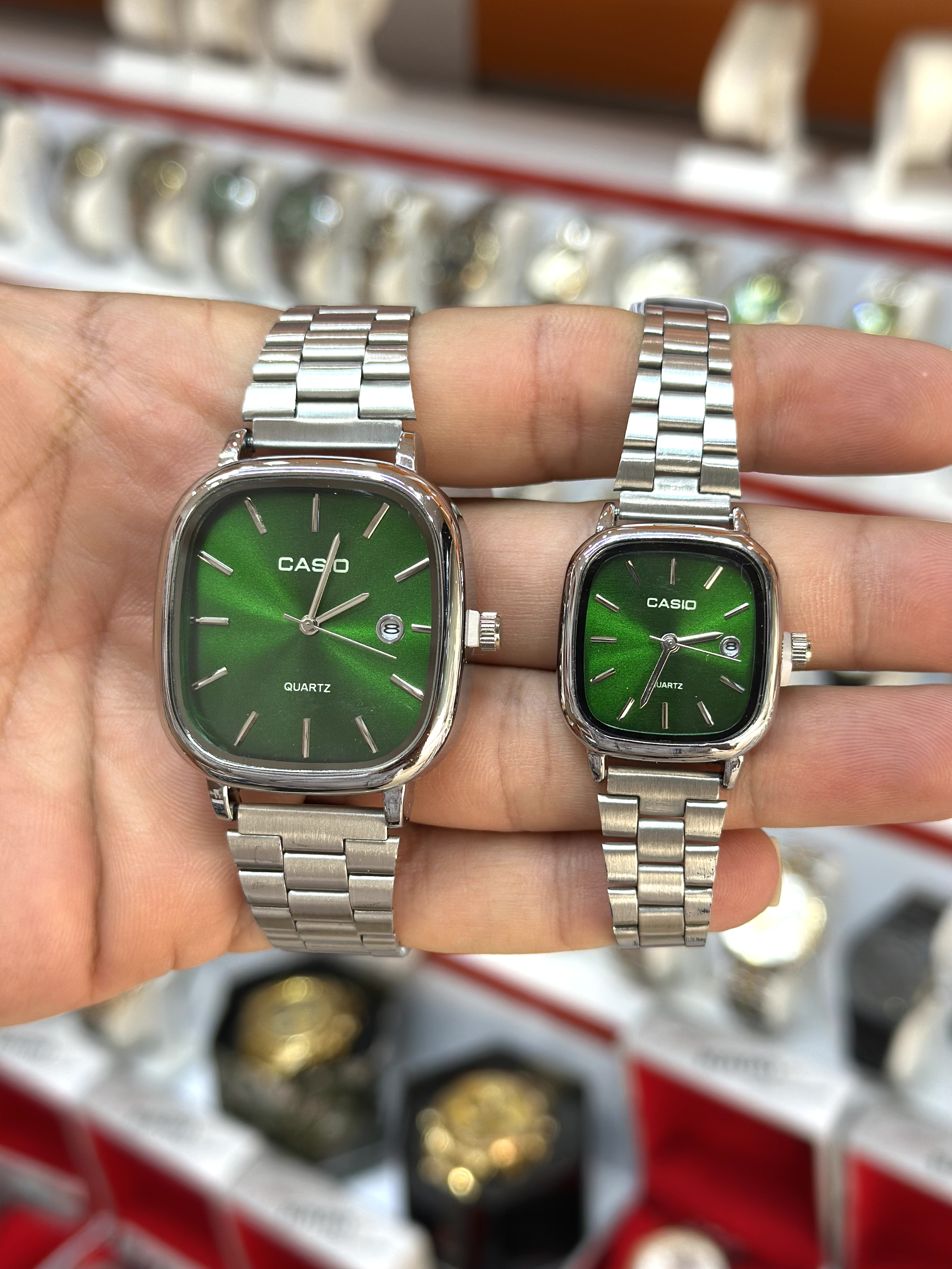 ساعت مچی ست زنانه و مردانه کاسیو CASIO الدمانی مربع بند استیل