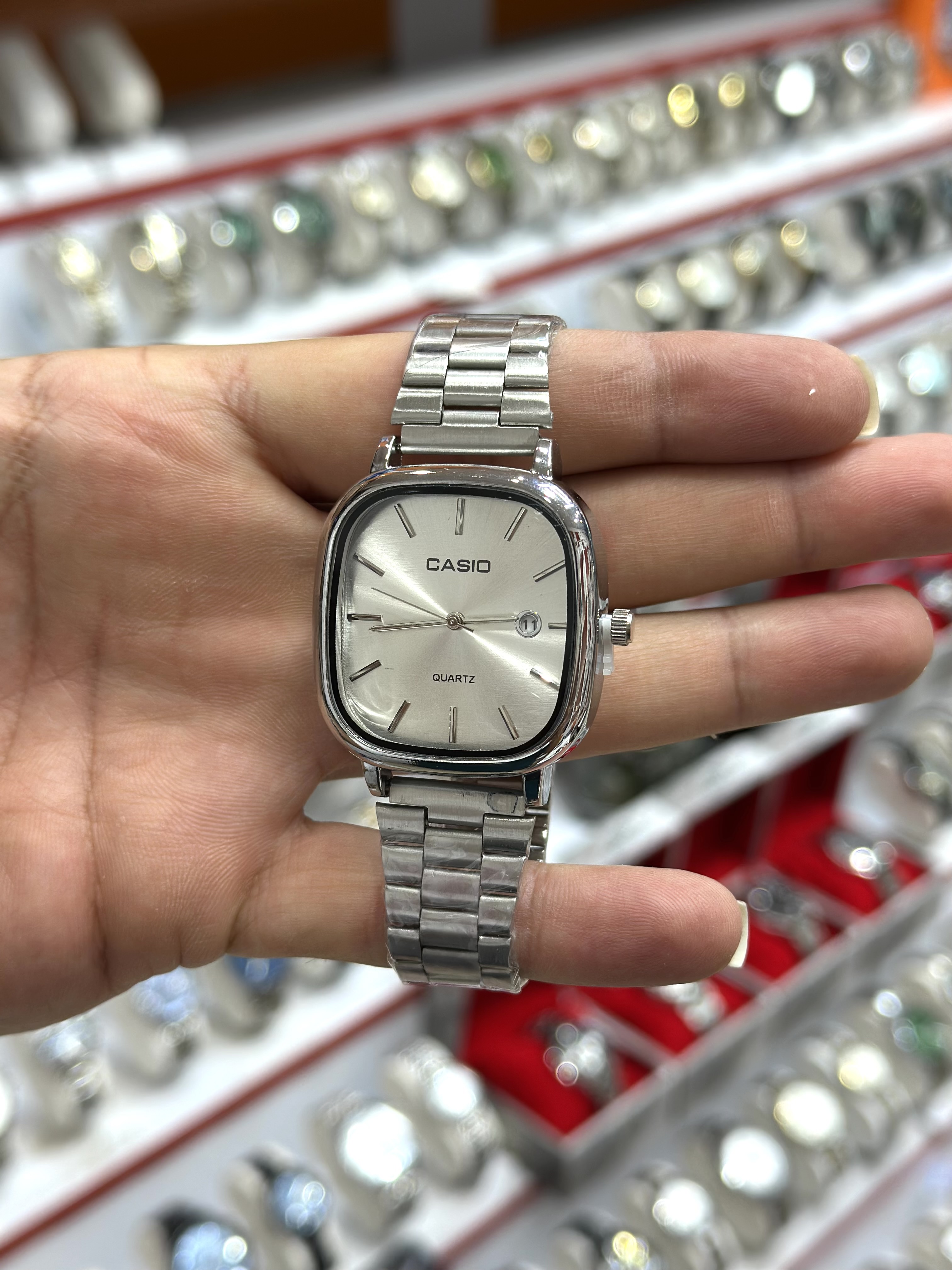 ساعت مچی مردانه کاسیو CASIO الدمانی مربع بند استیل
