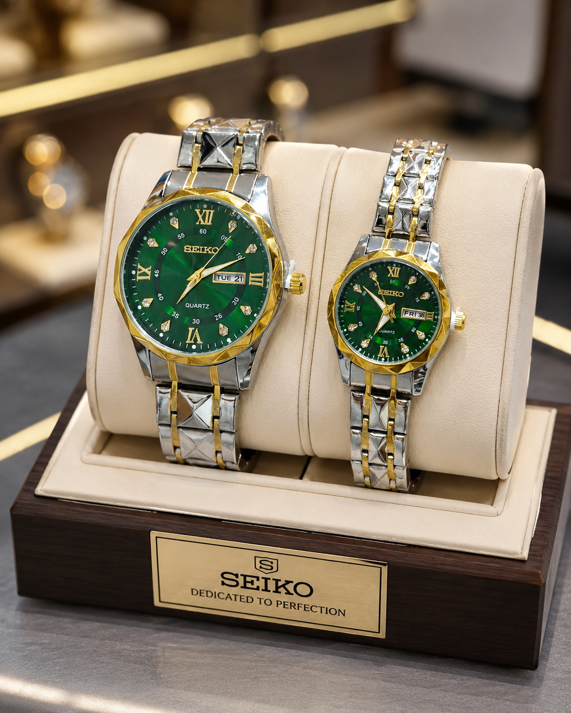 ساعت مچی ست زنانه و مردانه سیکو SEIKO الماسی بند استیل