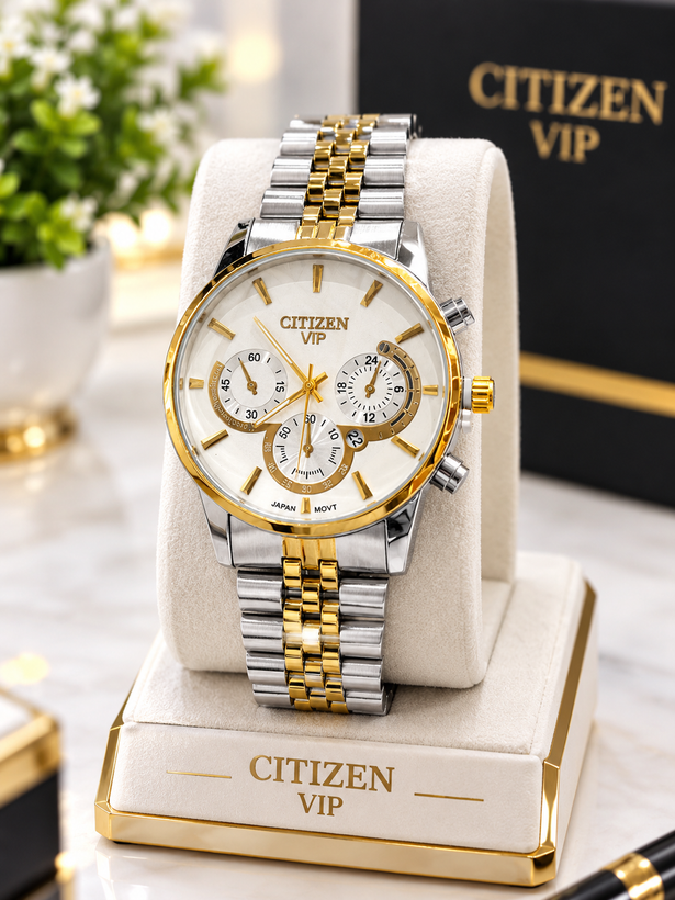 ساعت مردانه CITIZEN VIP بند استیل طرح کرنوگراف